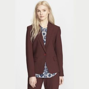 Theory Gabe B Wool Red Wine Blazer Jacket Suit Size 8